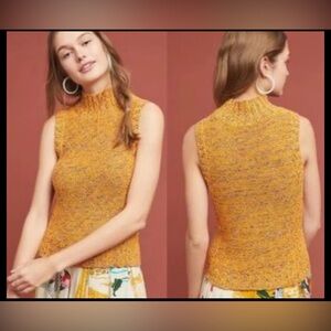 Anthropologie Sunrise Knit Sleeveless Mock Neck Sweater